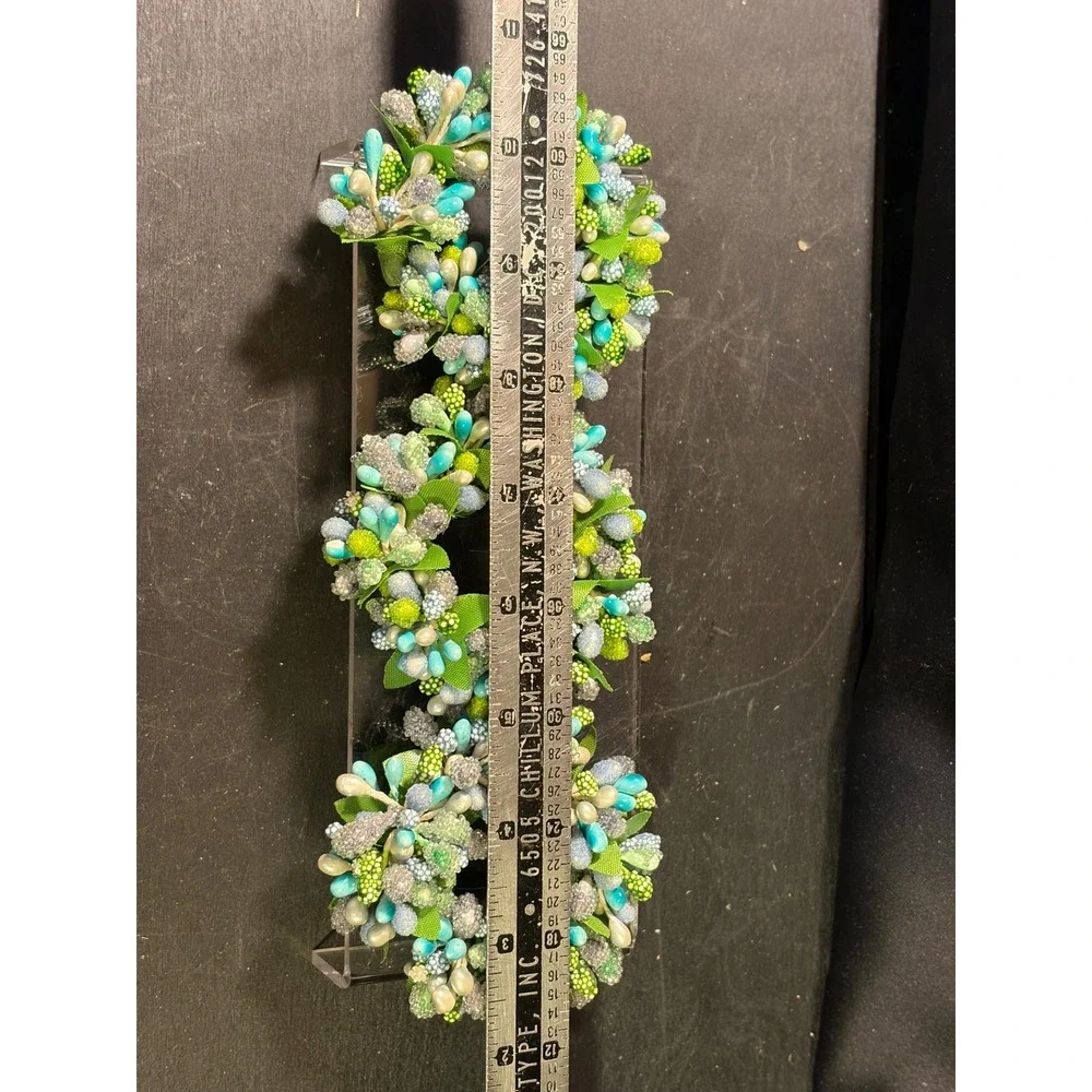 Set of 3 Beaded Berry Napkin Rings Teal Silver Green Botanical Table Decor